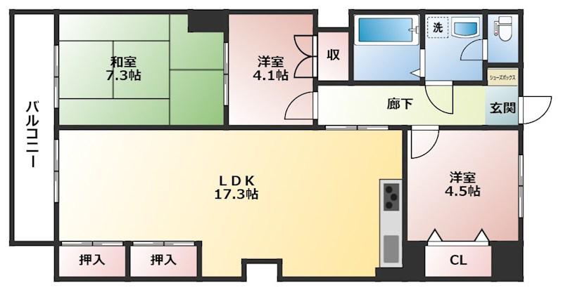 メゾンエクセレンス(2LDK/6階)の間取り写真
