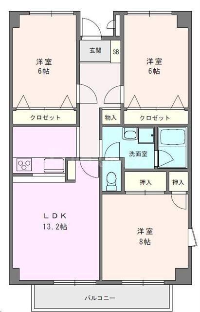サンクレール(3LDK/4階)の間取り写真