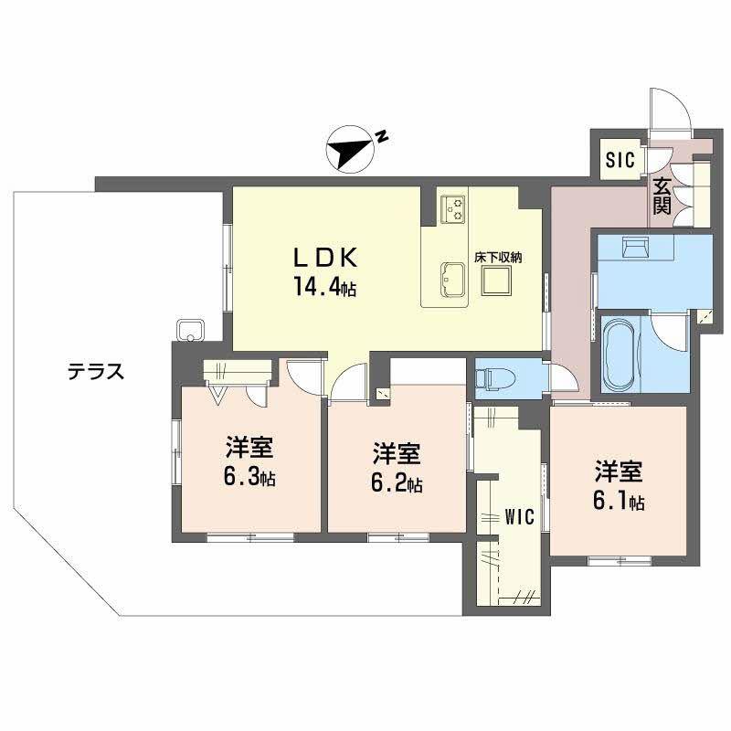 アルテーヌ浜寺元町(3LDK/1階)の間取り写真