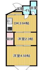 若葉荘(2DK/2階)の間取り写真