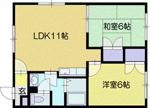 柏恵館II(2LDK/1階)の間取り写真