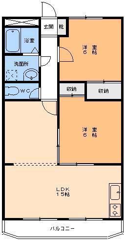 サンヴィレッジ お陽さま村 館(2LDK/2階)の間取り写真