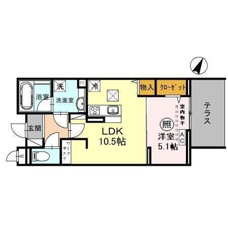 ONARIGOTENーD(1LDK/1階)の間取り写真