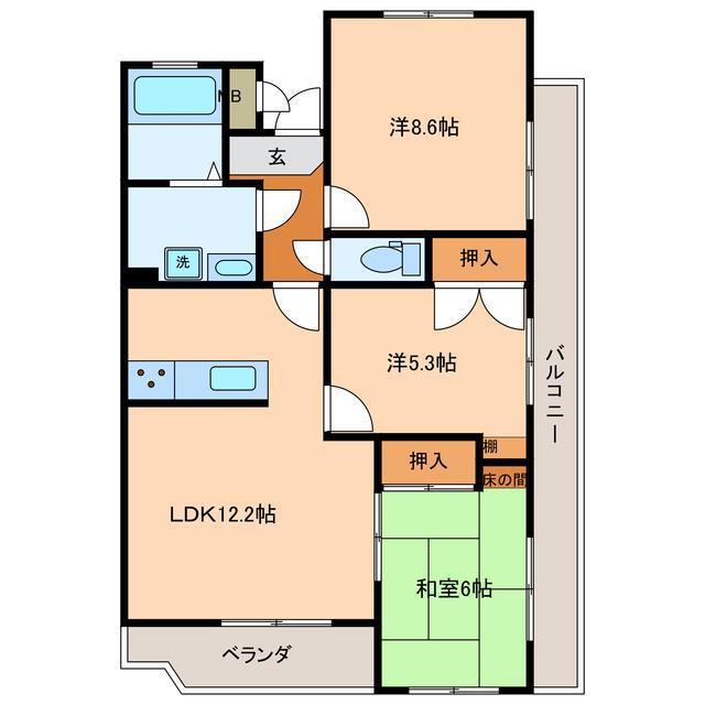 ソシア高月(3LDK/4階)の間取り写真