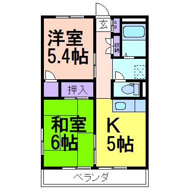 カヌマヒルズ(2K/3階)の間取り写真
