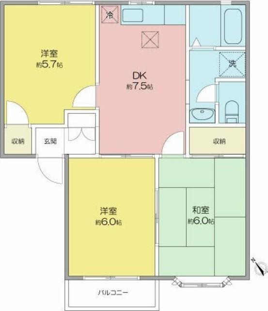 レジデンス寺尾(3DK/2階)の間取り写真