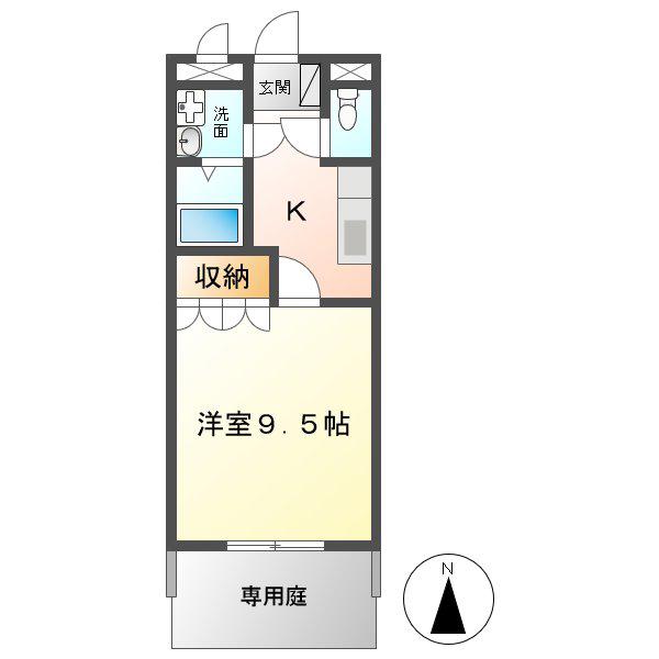 パラティーノ(1K/1階)の間取り写真