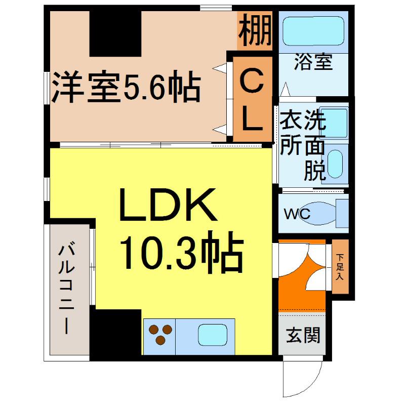 サンエスケーイワタ丸の内(1LDK/3階)の間取り写真