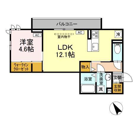 ディーシャンブル南丸之内 A棟(1LDK/3階)の間取り写真