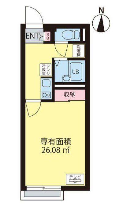 カーサロイヤル東所沢(1K/2階)の間取り写真