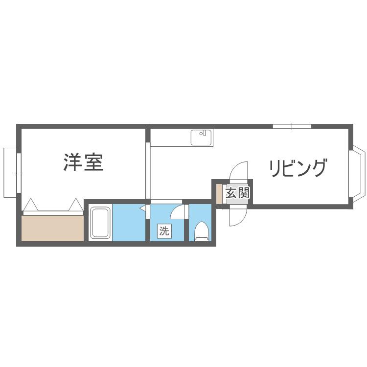 レッツリブ本通(1LDK/2階)の間取り写真