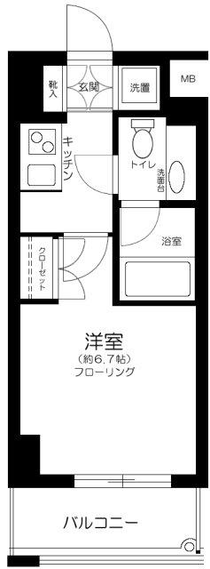 パークプリエ神楽坂(1K/5階)の間取り写真