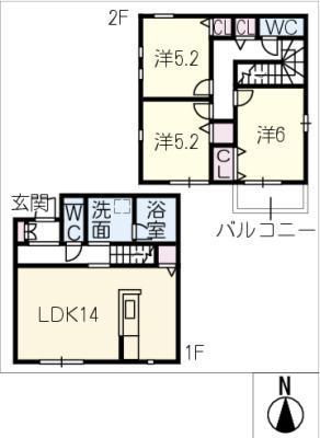 カーサ・ソラ A棟(3LDK/2階)の間取り写真