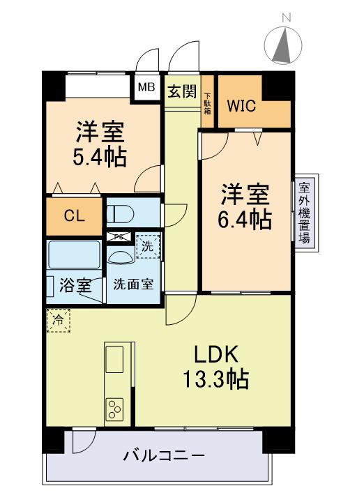 エムズマンション熊本北(2LDK/6階)の間取り写真