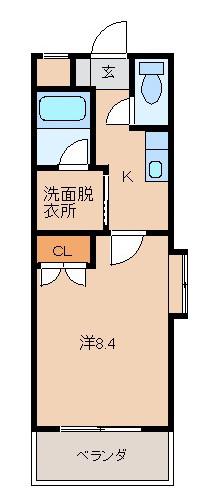 ル・マンA2番館(1K/1階)の間取り写真