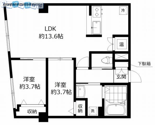 グレイスハイツ旭町通(2LDK/1階)の間取り写真