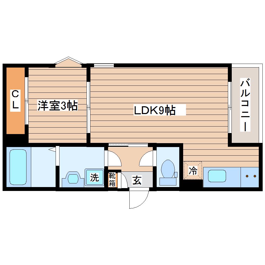 REGALEST仙台サウス(1LDK/2階)の間取り写真