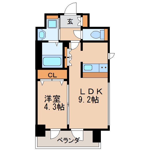 アドバンス名古屋モクシー(1LDK/8階)の間取り写真