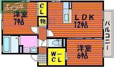 セジュール アサヒガワ(2LDK/1階)の間取り写真