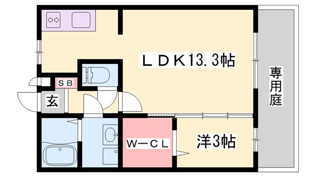プラシード(1LDK/1階)の間取り写真