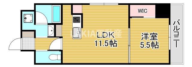 ONE O ONE 内代(1LDK/7階)の間取り写真