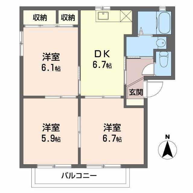サニーハウス(3DK/2階)の間取り写真