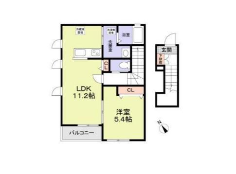 AHNENERBE(1LDK/2階)の間取り写真