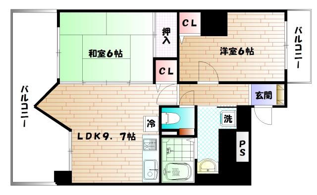 シャトーレスポワール(2LDK/3階)の間取り写真