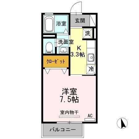 クルーガーランドB(1K/2階)の間取り写真