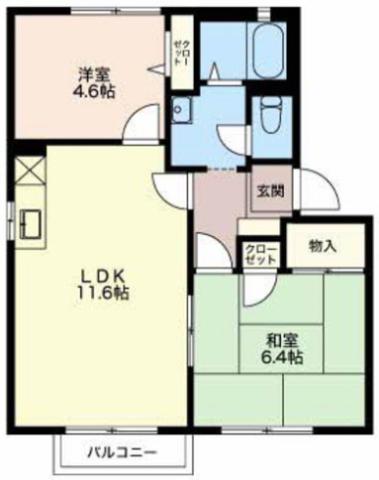 ビスタ弁天(2LDK/2階)の間取り写真