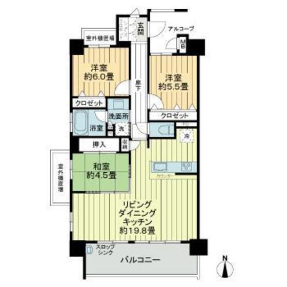 サーパス西長瀬グランテラス(3LDK/6階)の間取り写真