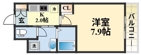 SYS長岡京(1K/3階)の間取り写真