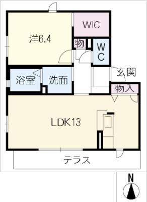 アトリオ西町A棟(1LDK/1階)の間取り写真