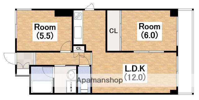 ラ・ヴィーア米田(2LDK/4階)の間取り写真
