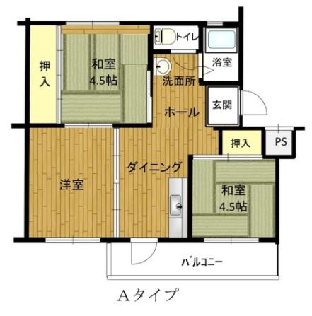 姫路青山 5号棟(3DK/2階)の間取り写真