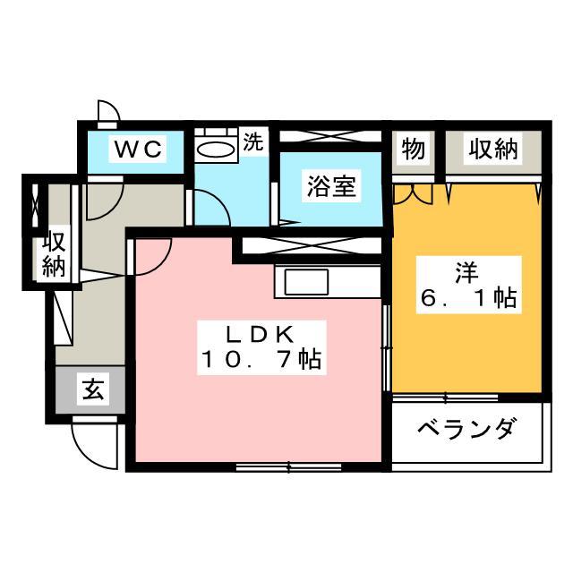 チェリー・ブロッサム(1LDK/1階)の間取り写真