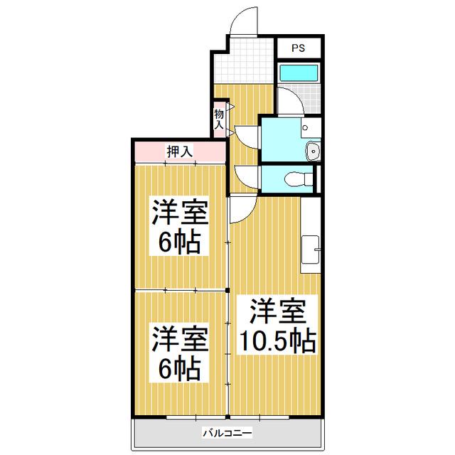 アヴェニール白山(2LDK/4階)の間取り写真