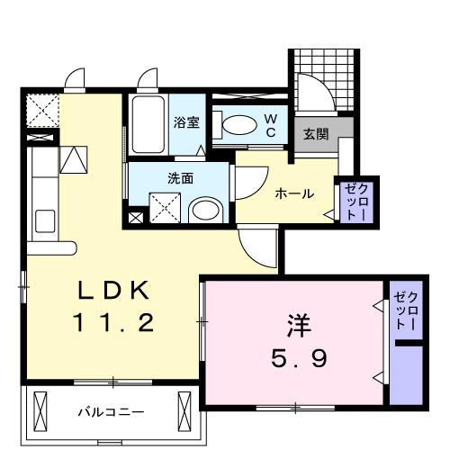 エクセレント(1LDK/1階)の間取り写真