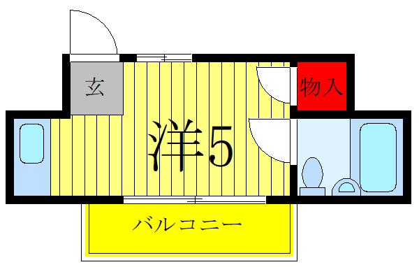 大内第2コープ(ワンルーム/2階)の間取り写真