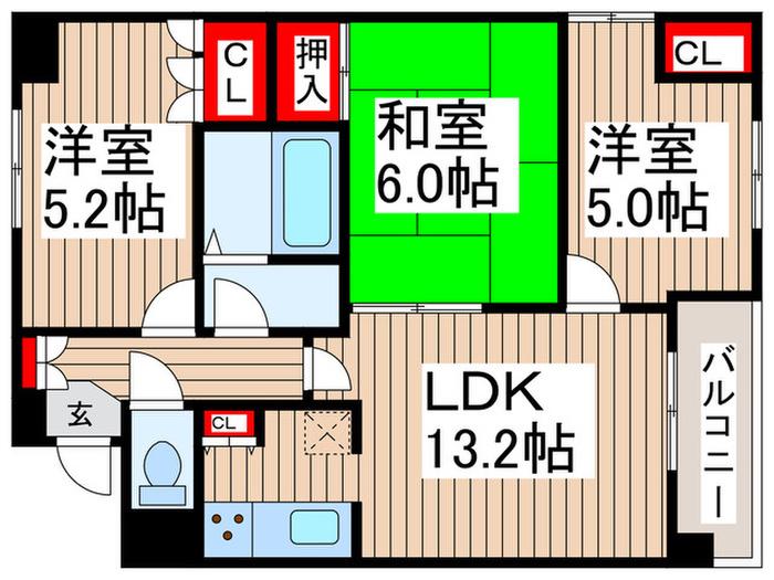 幕張イースト(3LDK/1階)の間取り写真