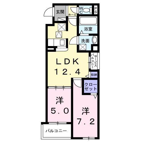 LES AILES‐レゼル‐(2LDK/1階)の間取り写真