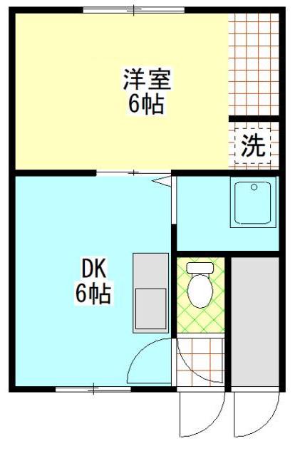 JR室蘭本線 伊達紋別駅 徒歩40分 2階建 築47年(1DK/1階)の間取り写真