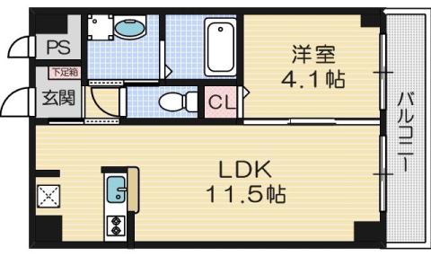 エール茨木本町(1LDK/1階)の間取り写真