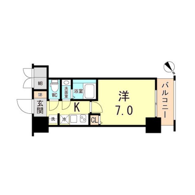 CRESTTAPP神戸湊町NOIR(1K/7階)の間取り写真