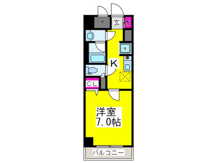 サザンクレスト堺東(1K/6階)の間取り写真