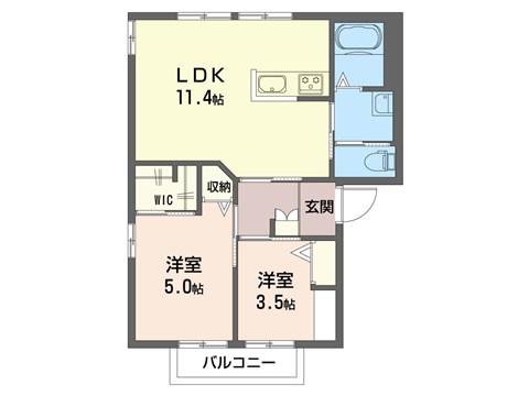 メゾン 長島 E(2LDK/1階)の間取り写真