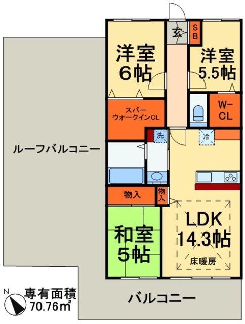 レジディア東松戸(3LDK/4階)の間取り写真