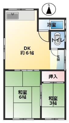 ハイツ矢倉(2K/1階)の間取り写真