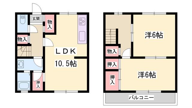 レジデンス赤穂御崎 B棟(2LDK/1階)の間取り写真