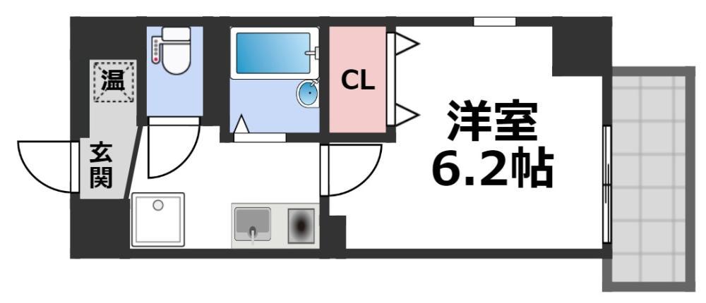ラ セレナ(1K/7階)の間取り写真